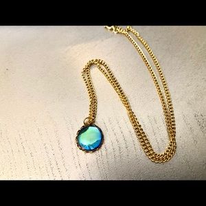 Sunset glass cameo cabachon gold necklace